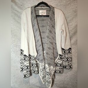 BNCI Boundless North Free Spirit Cardigan Wrap L Jacket White Black